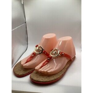 Michael Kors Red/Orange Jelly Thong Slide Flip Flop Sandals Size 7